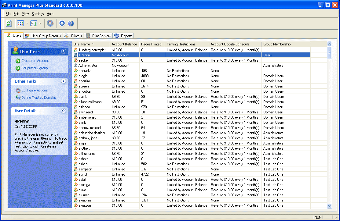 Screenshot of Print Manager Plus
